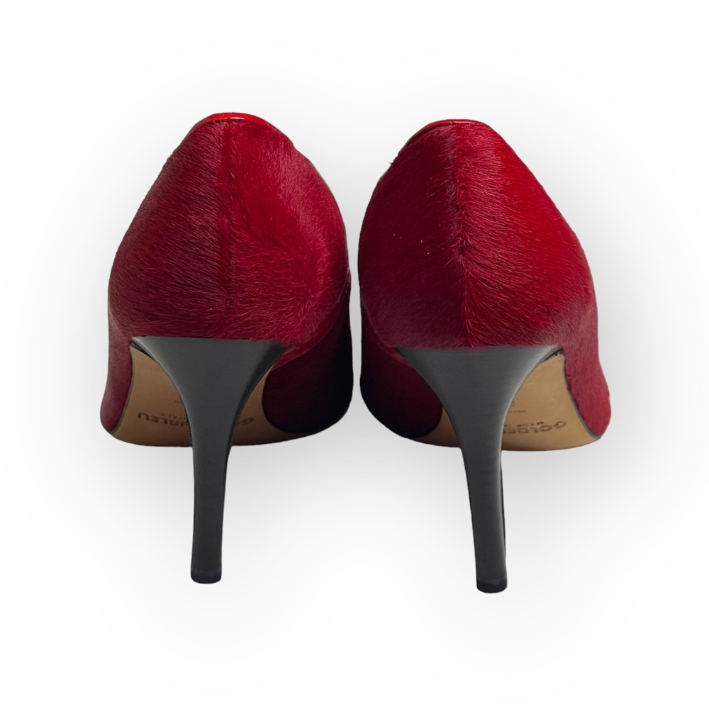 VHTF: new Goldenbleu ♛ Tina Mixed Media Pony Hair Heels Pumps ♛ Red 37.5 7M 7.5M - Picture 5 of 16